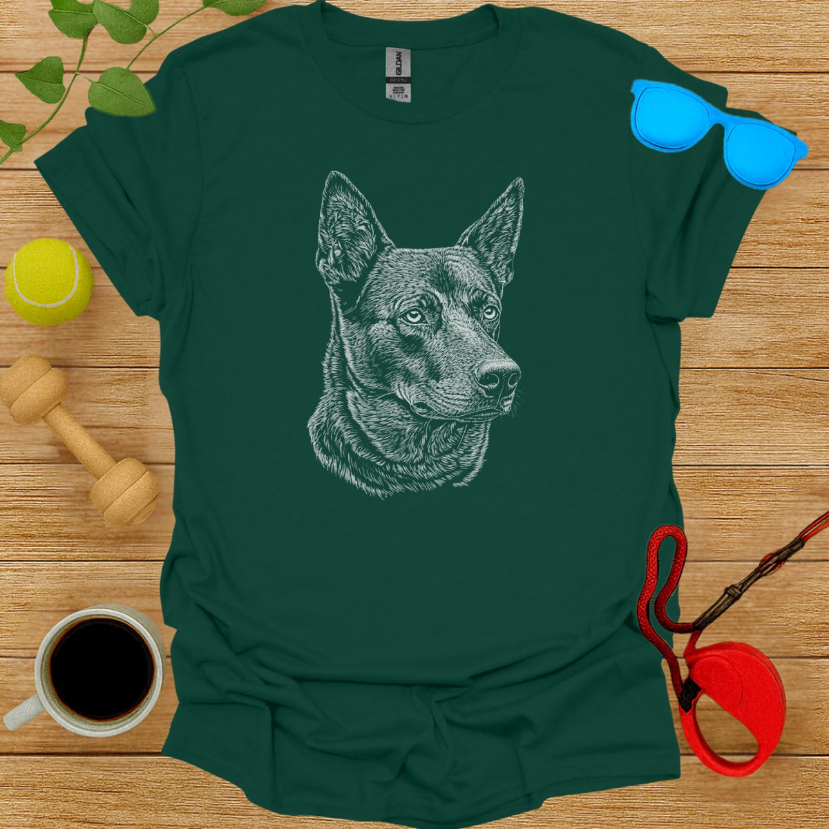 Detailed Dog Design Artwork on Comfortable T-Shirt