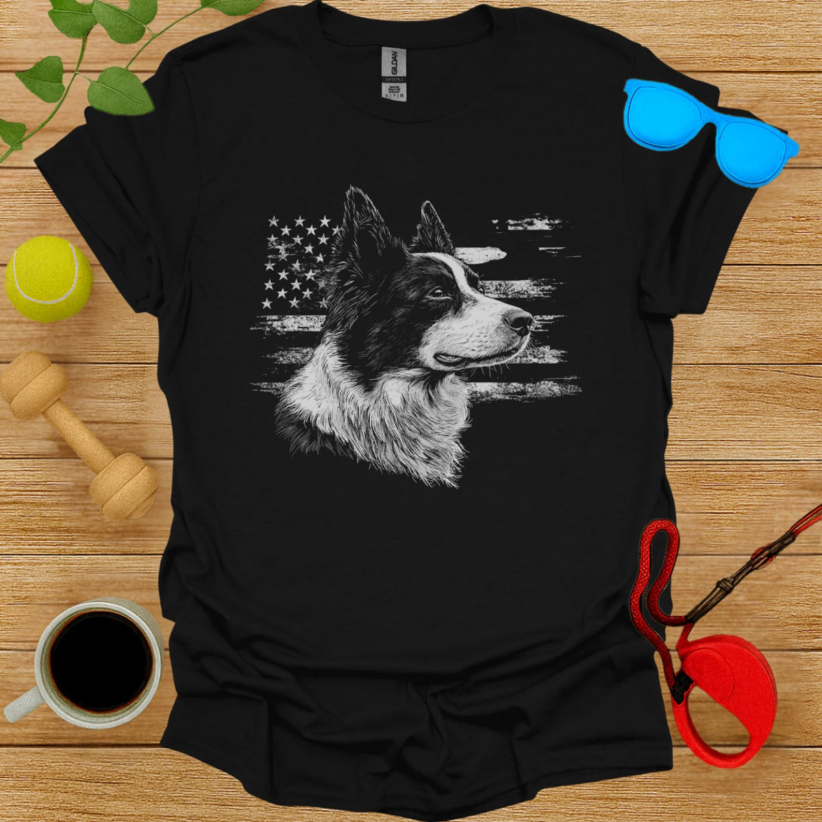 Patriotic Border Collie Graphic Tee for Dog Lovers
