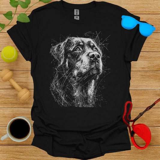 Labrador Dog Artistic Design on Black T-Shirt Product