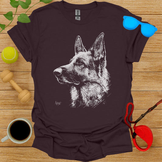 Realistic German Shepherd Dog Graphic T-Shirt