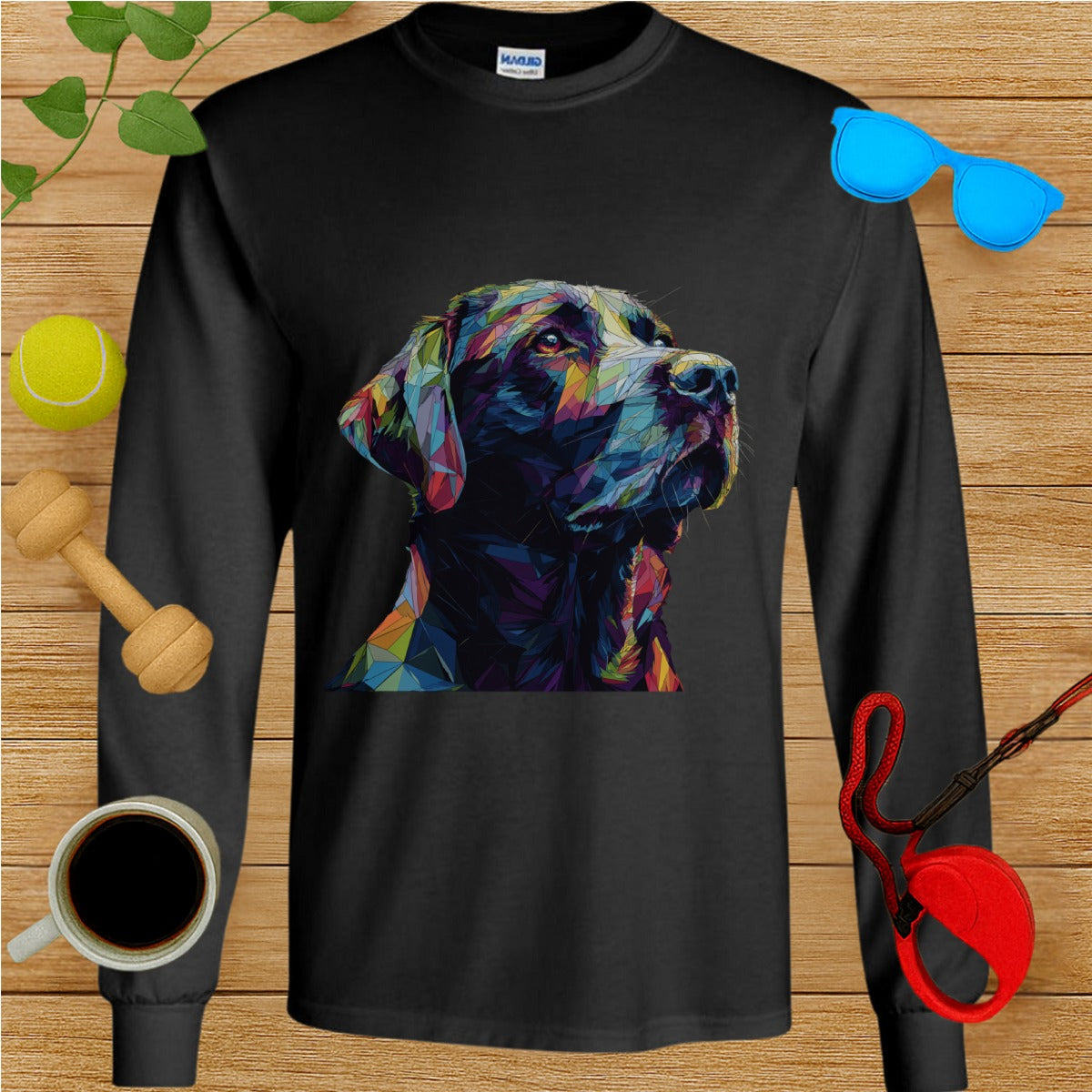 Abstract Colorful Dog Design Long Sleeve Shirt