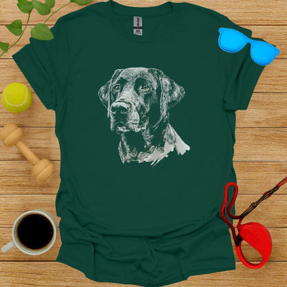 Green T-shirt with Detailed Dog Art Design