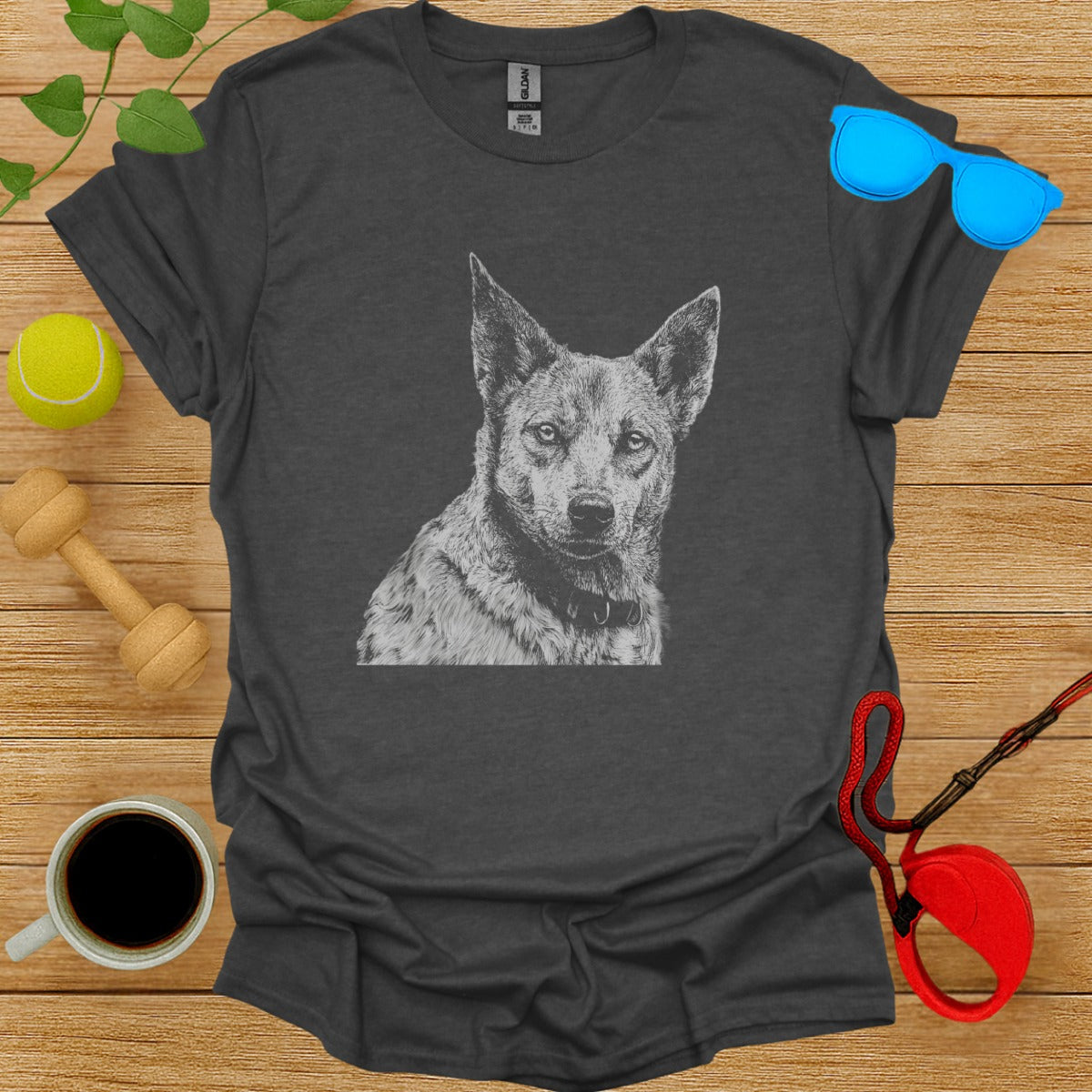 Graphic Tee with Detailed Dog Portrait Design