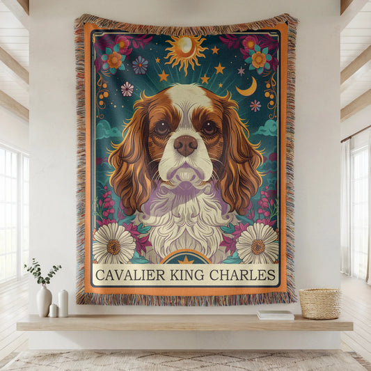 Cavalier King Charles Tarot Card Woven Blanket-Critter Lane