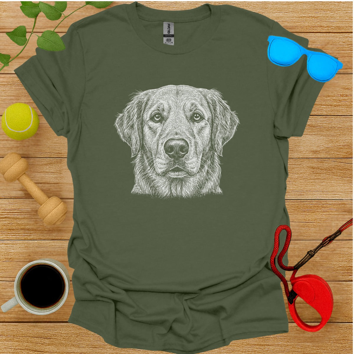 Realistic Dog Face Graphic Tee for Casual Wear