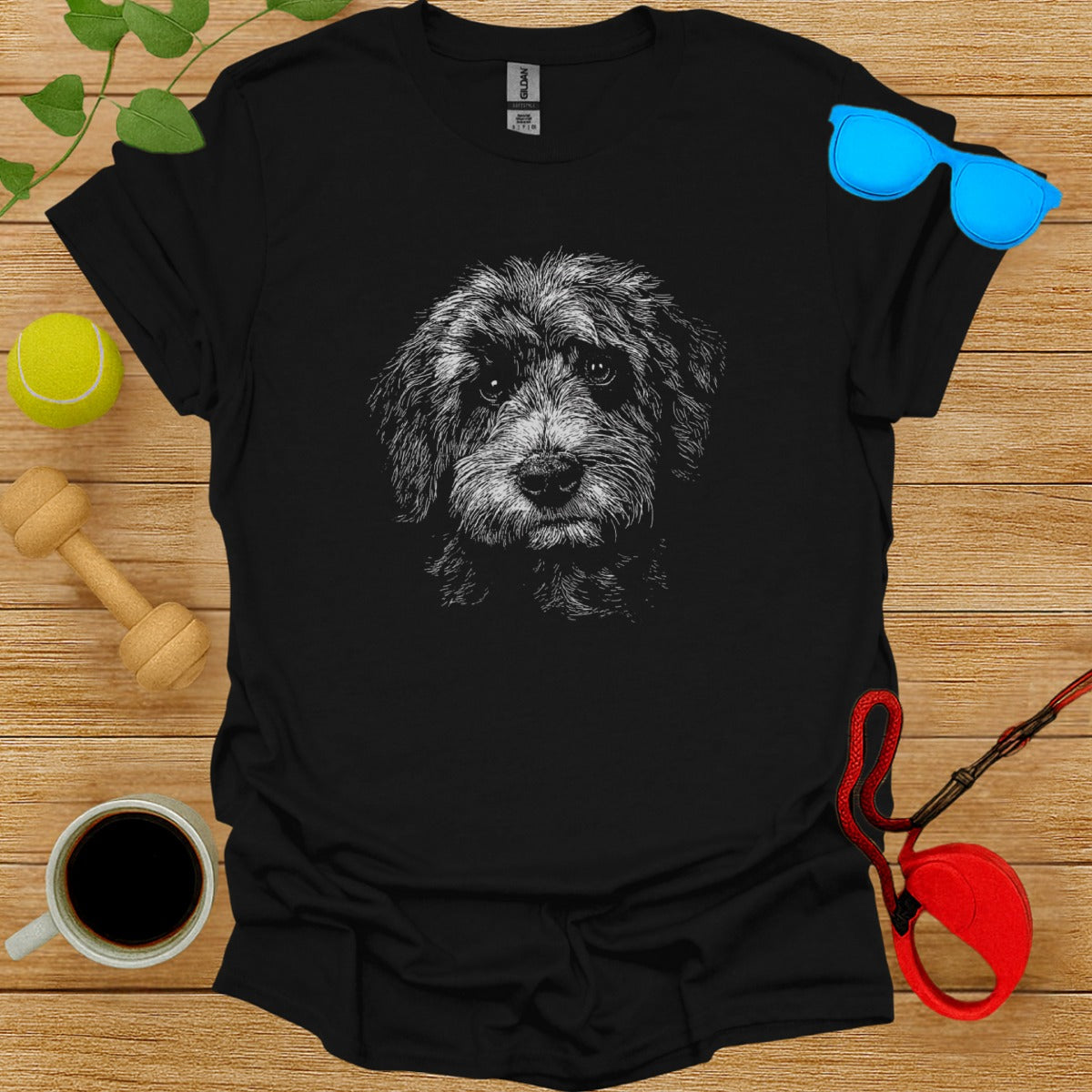 Cute Puppy Dog Graphic Black Tee Shirt Product