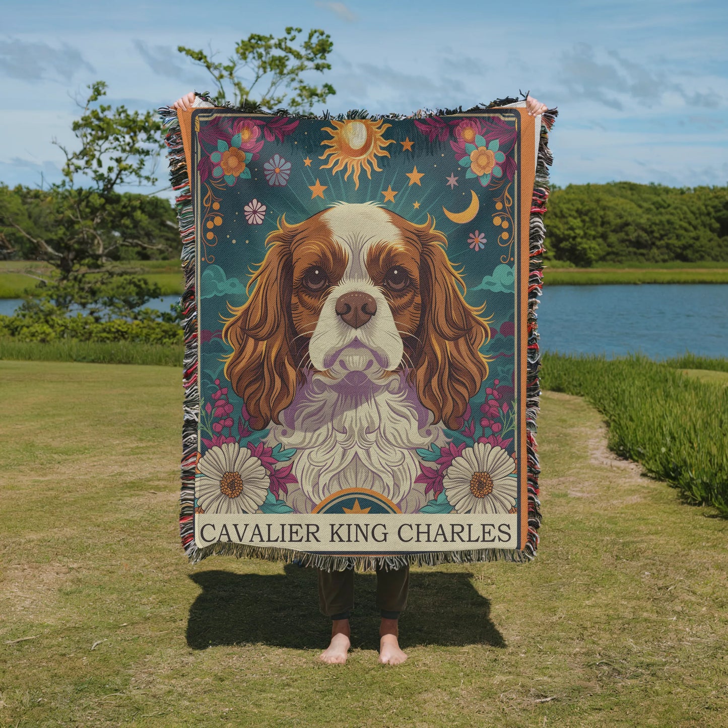 Cavalier King Charles Tarot Card Woven Blanket-Critter Lane