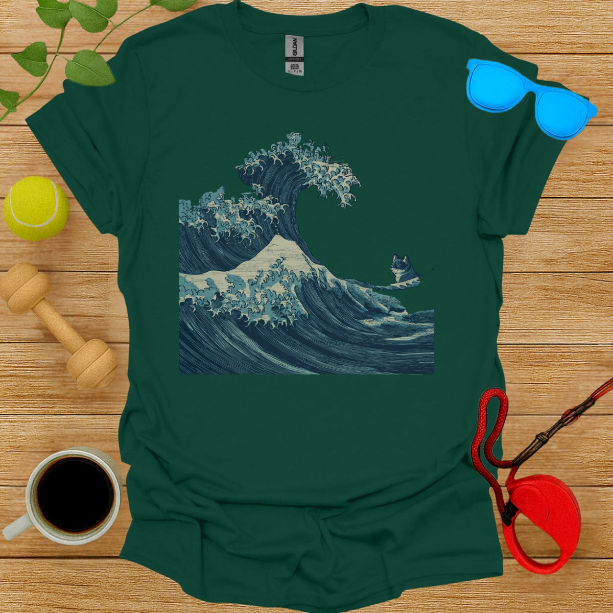 Unique Wave Design Green T-Shirt for Stylish Casual Look