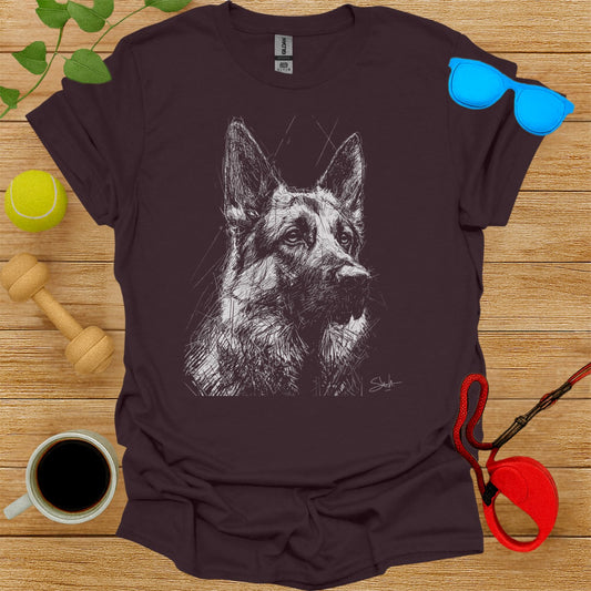 Detailed German Shepherd Illustration Shirt Product