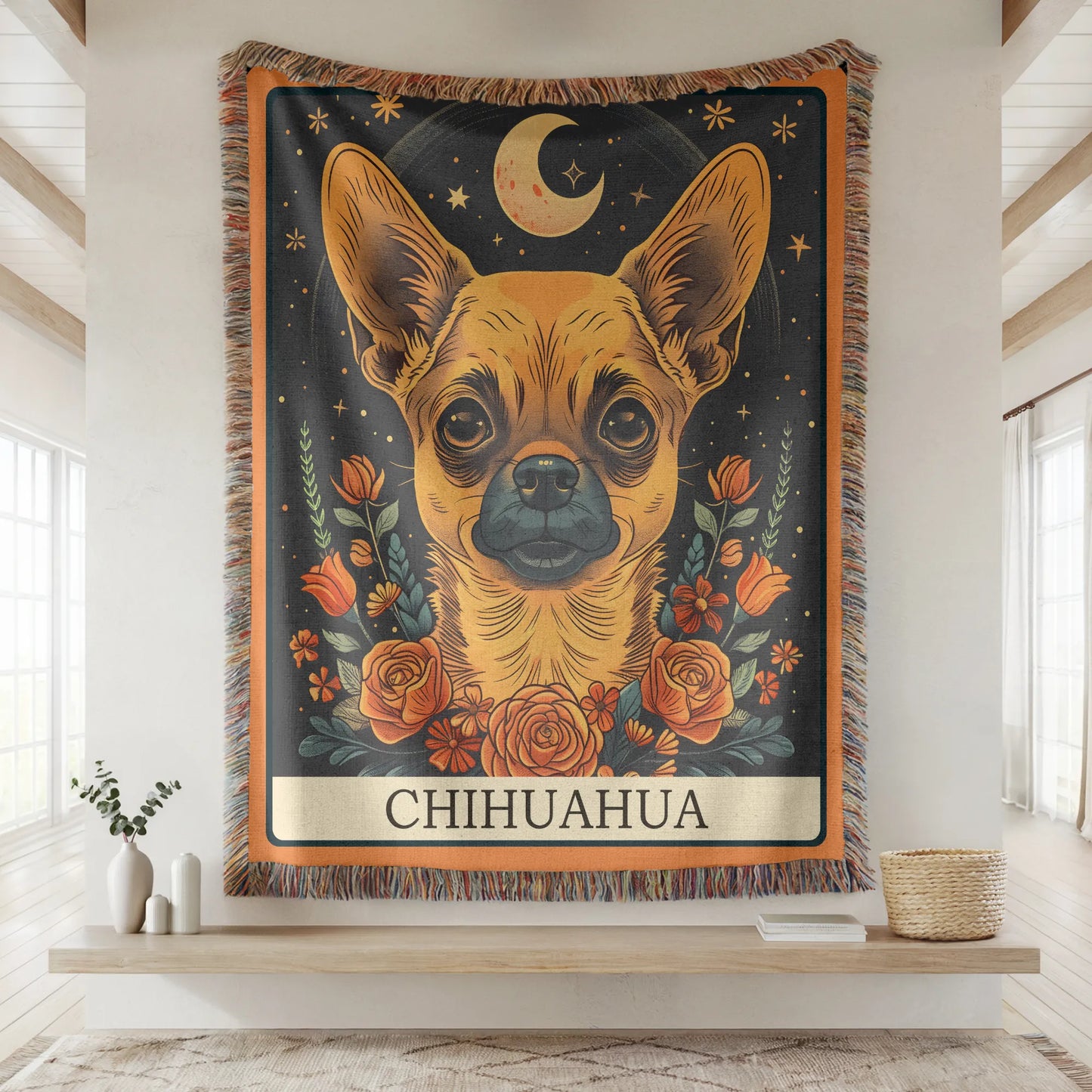 Chihuahua Tarot Card Woven Blanket-Critter Lane