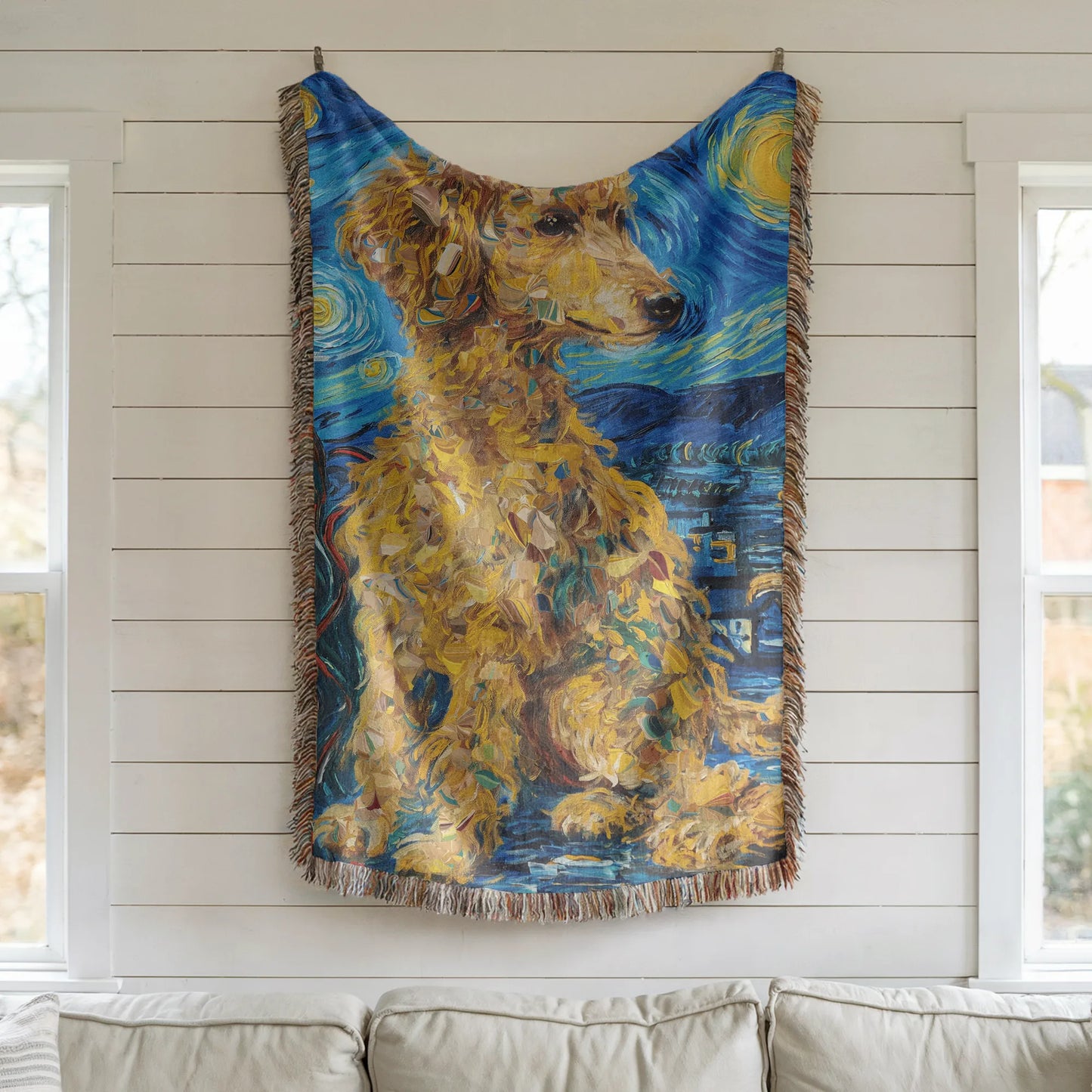 Poodle Starry Night Woven Blanket-Critter Lane