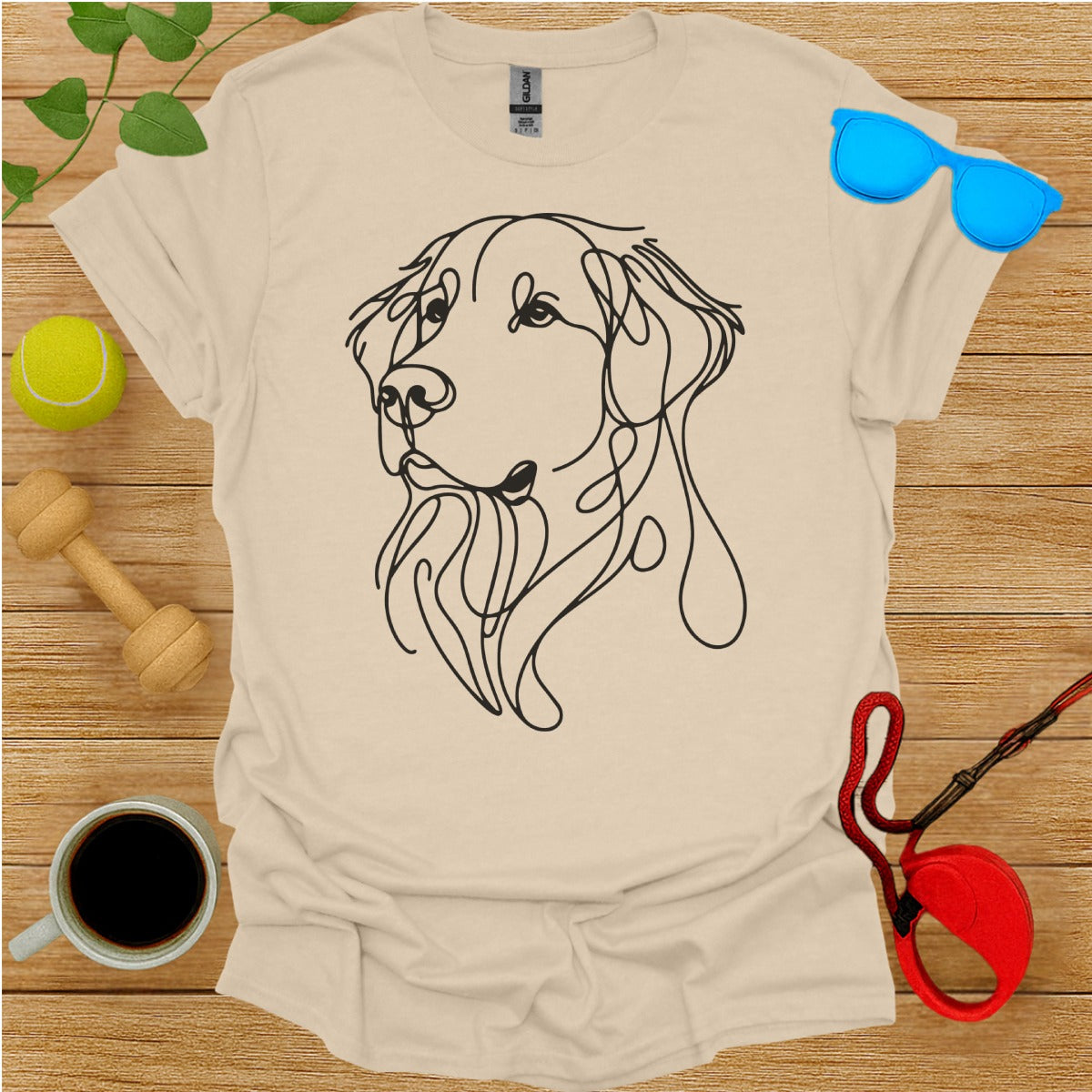 Artistic Dog Line Drawing on Casual T-Shirt Product