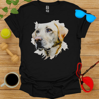Labrador Dog Print Black Casual Short Sleeve Top