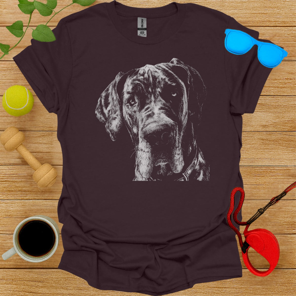 Great Dane Dog Graphic Print Short Sleeve Shirt