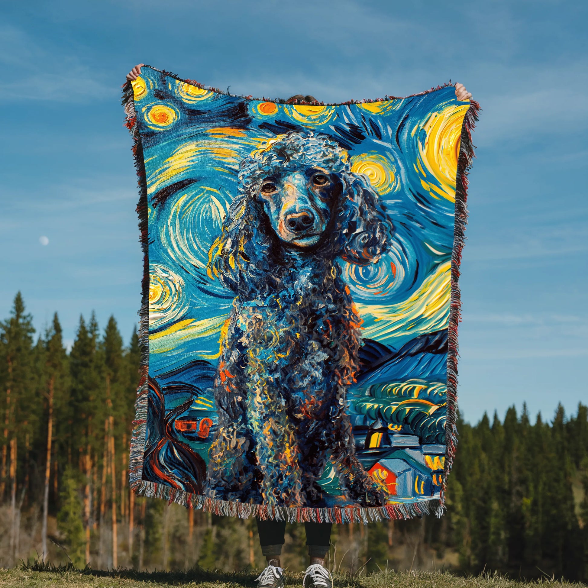 Poodle Van Gogh Woven Blanket-Critter Lane