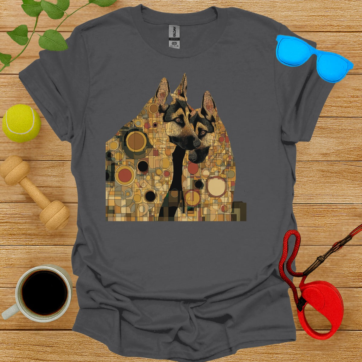 Abstract Geometric German Shepherd Design T-Shirt