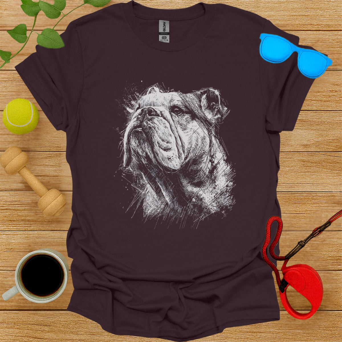 Artistic Bulldog Sketch Graphic T-shirt for Dog Lovers