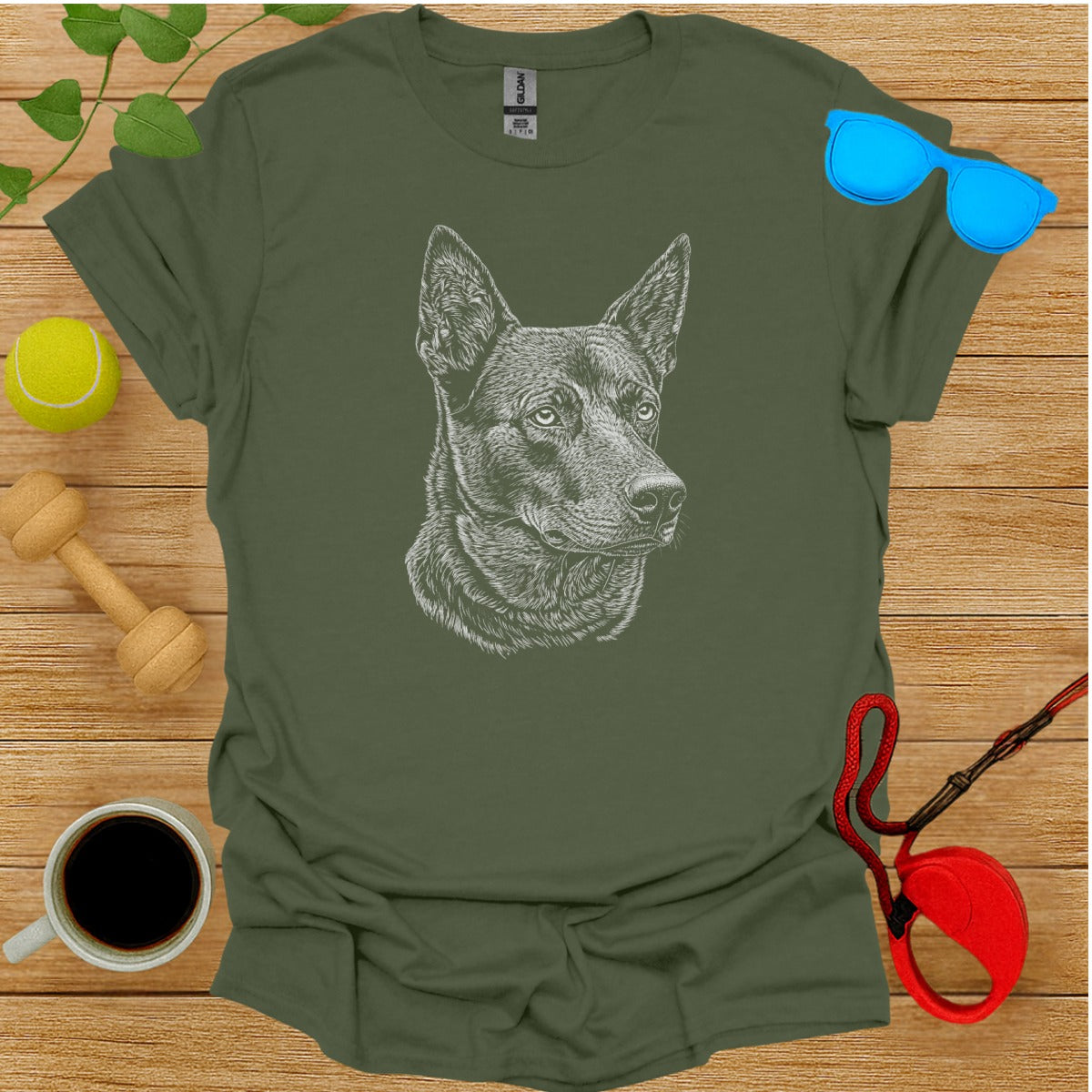 T-shirt with Detailed German Shepherd Illustration
