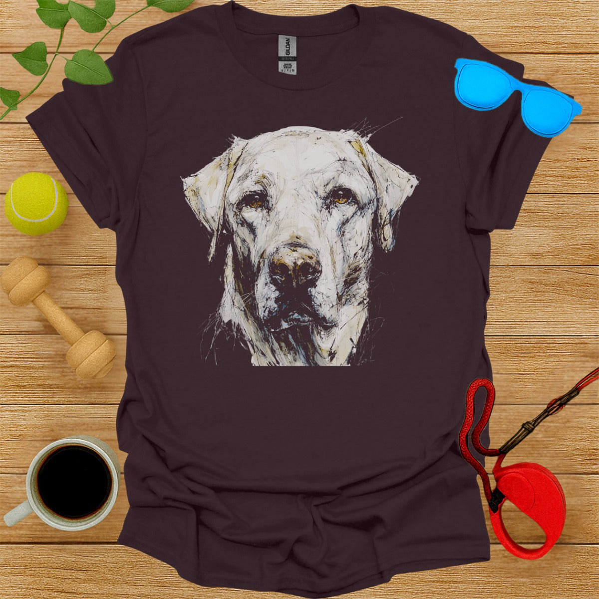 Artistic Sketch Dog Face Print T-Shirt for Pet Lovers