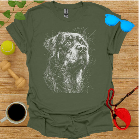 Black and White Dog Sketch Graphic T-Shirt
