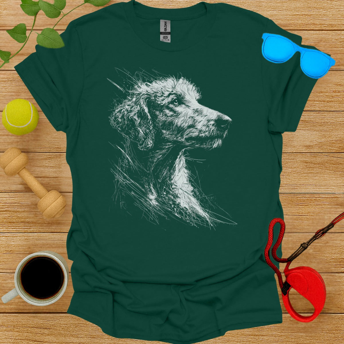 Detailed Sketch of Dog Face Graphic T-Shirt Product