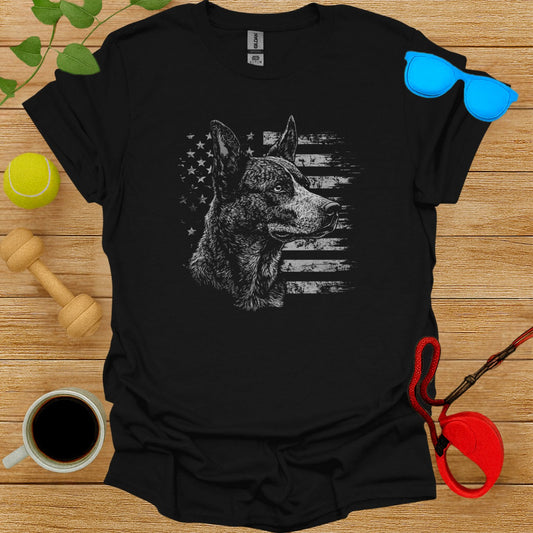Patriotic Dog Graphic with American Flag T-Shirt