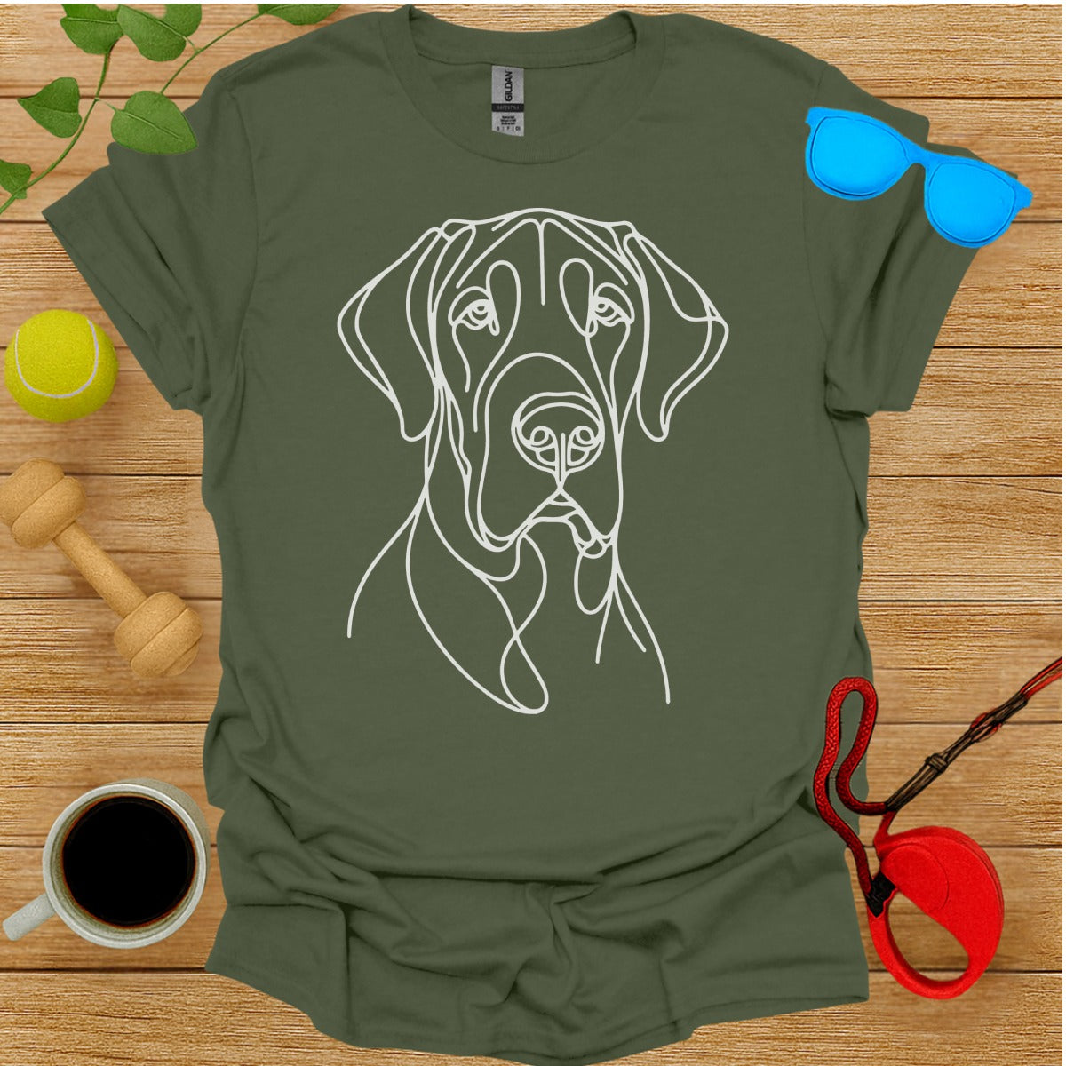 Minimalist Dog Line Art Graphic T-shirt