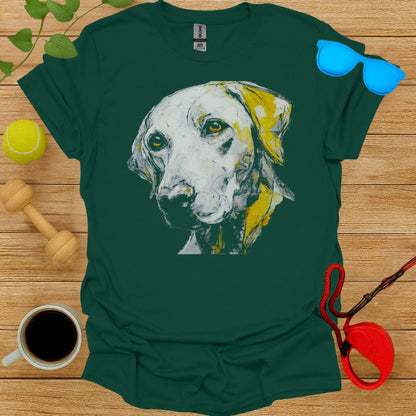 Artistic Labrador Design Dark Green T-Shirt