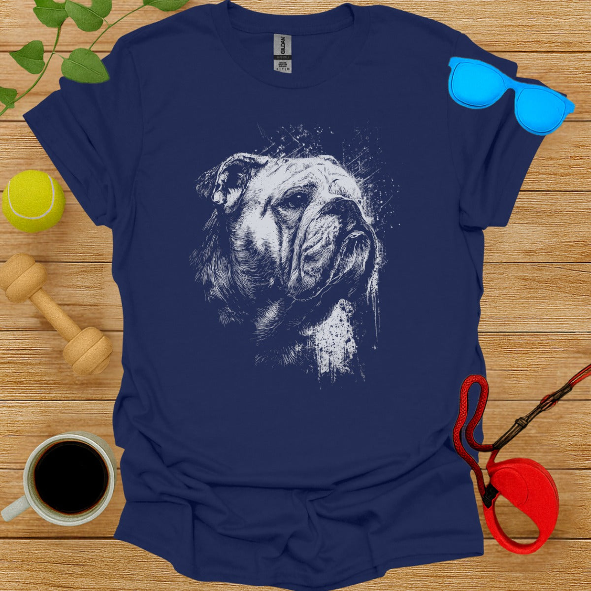 Majestic Bulldog Graphic Print Blue T-shirt for Dog Lovers