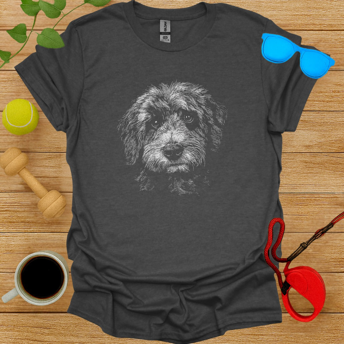 Adorable Dog Face Printed on Stylish T-shirt