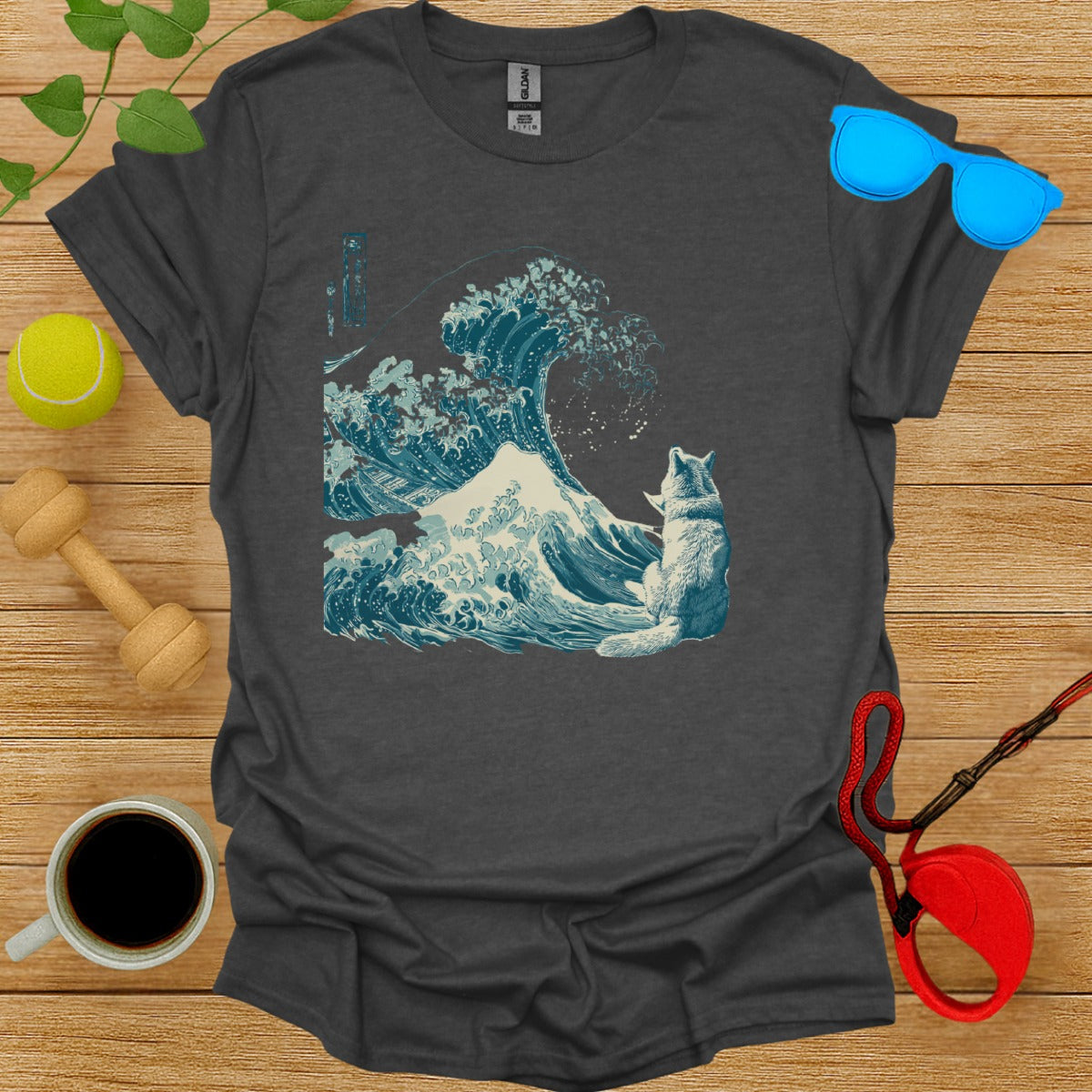 Cat Watching The Great Wave Graphic Unisex T-shirt