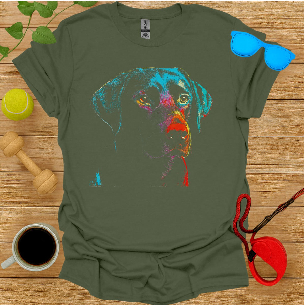 Artistic Colorful Dog Print T-Shirt for Dog Lovers