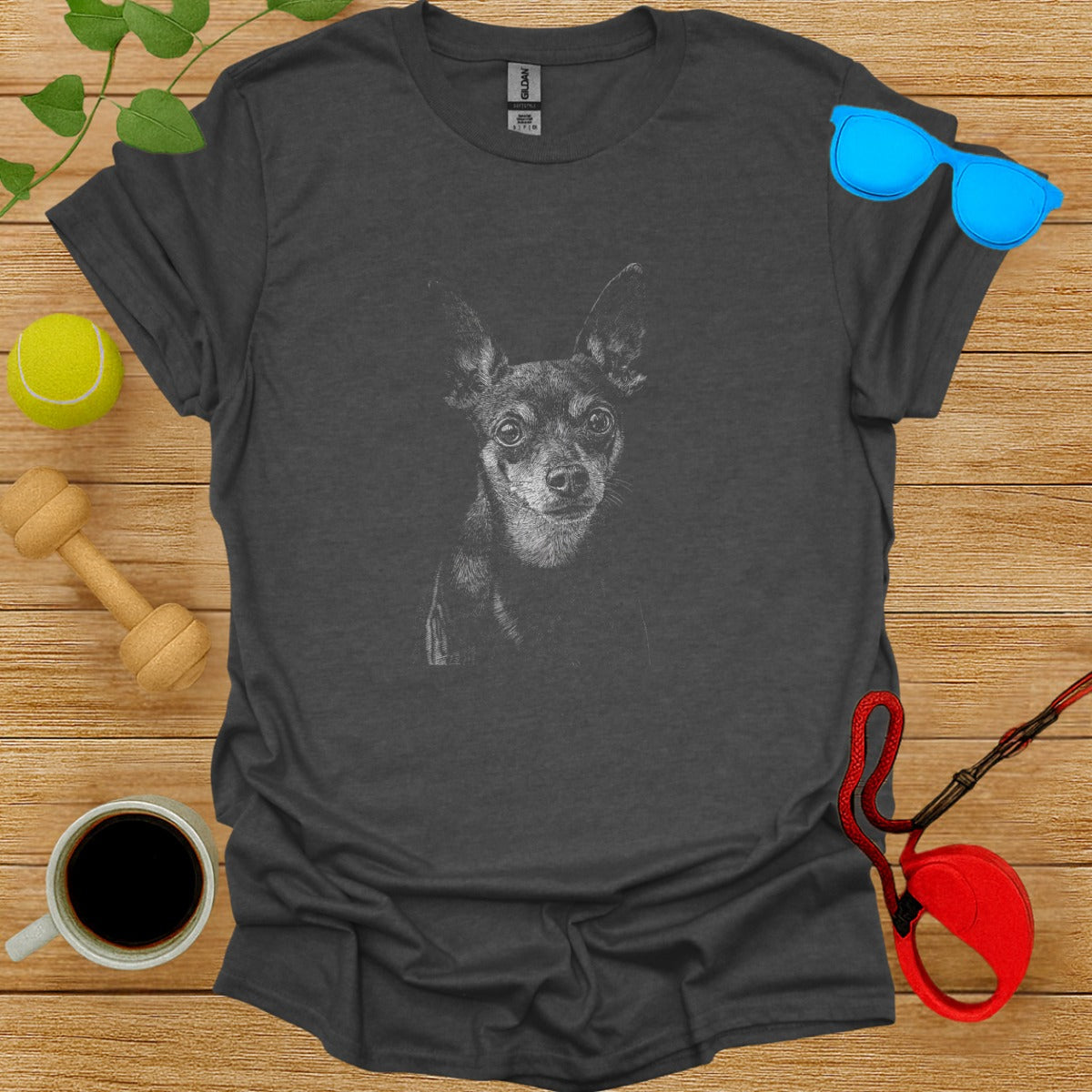 Cute Chihuahua Sketch Gray T-Shirt for Dog Lovers