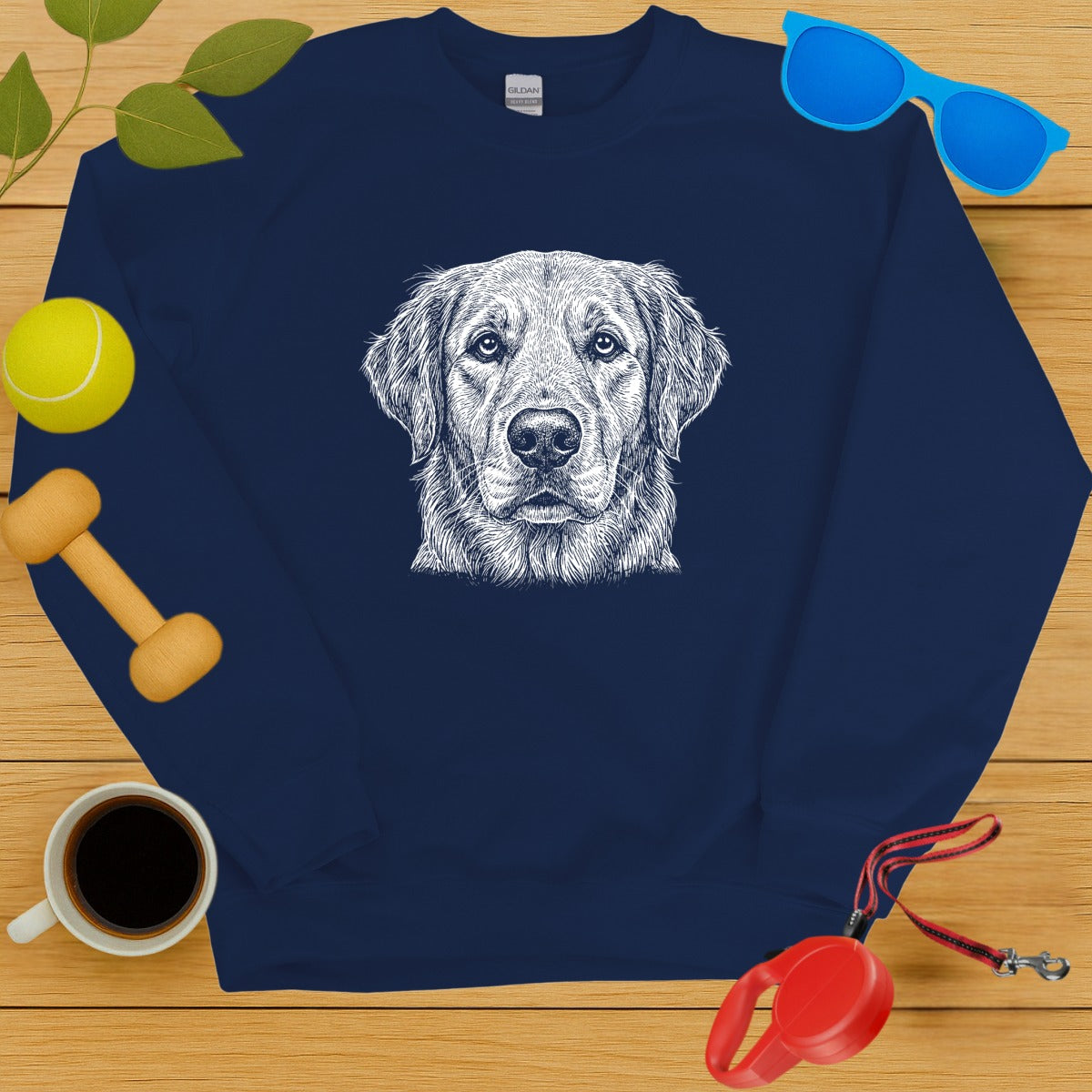 Golden Retriever Print on Navy Blue Sweatshirt Product