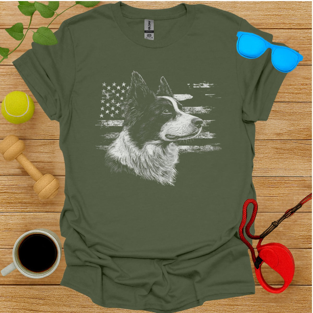 Patriotic Border Collie Dog Graphic Tee for Pet Lovers