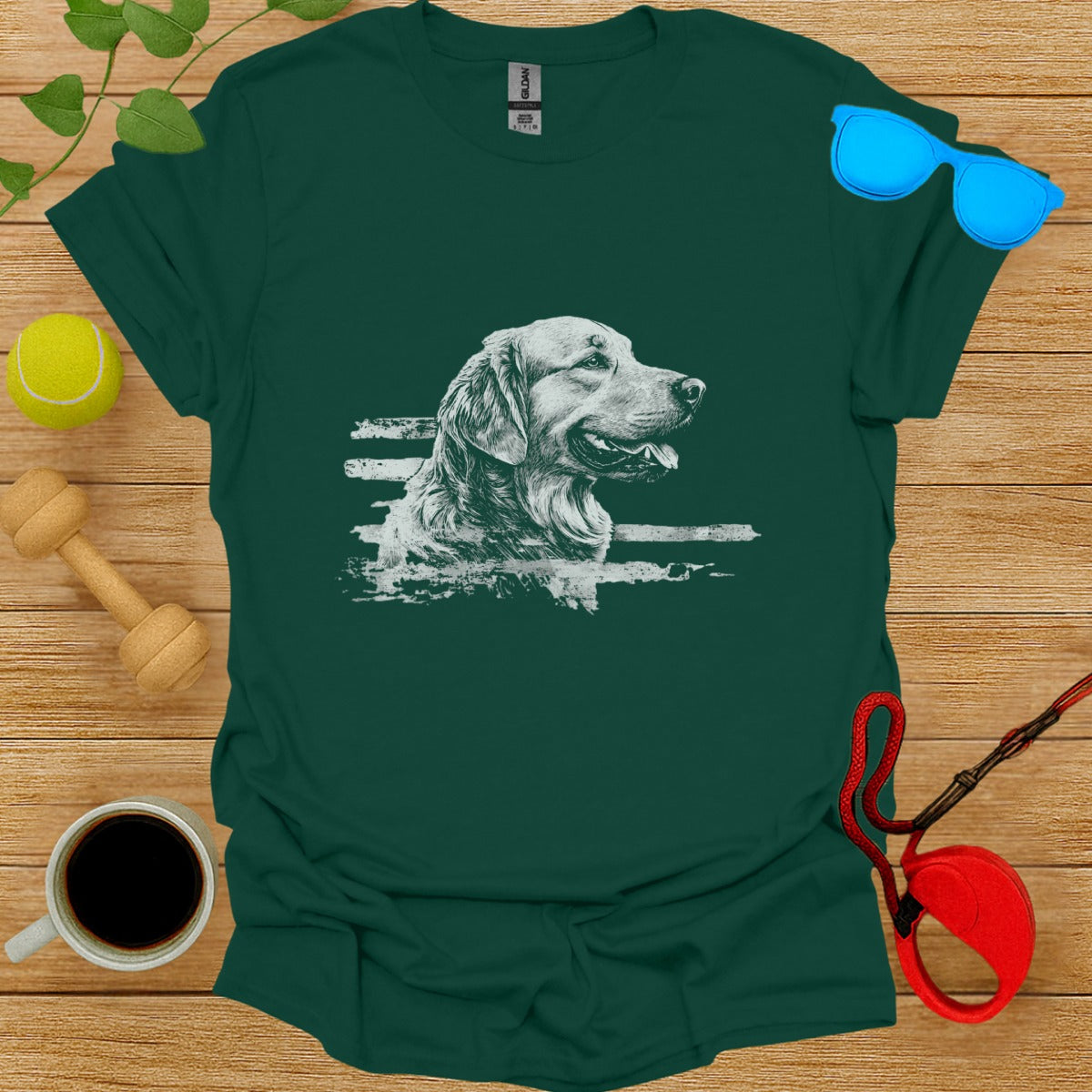 Graphic Tee Featuring Detailed Dog Illustration Shirt