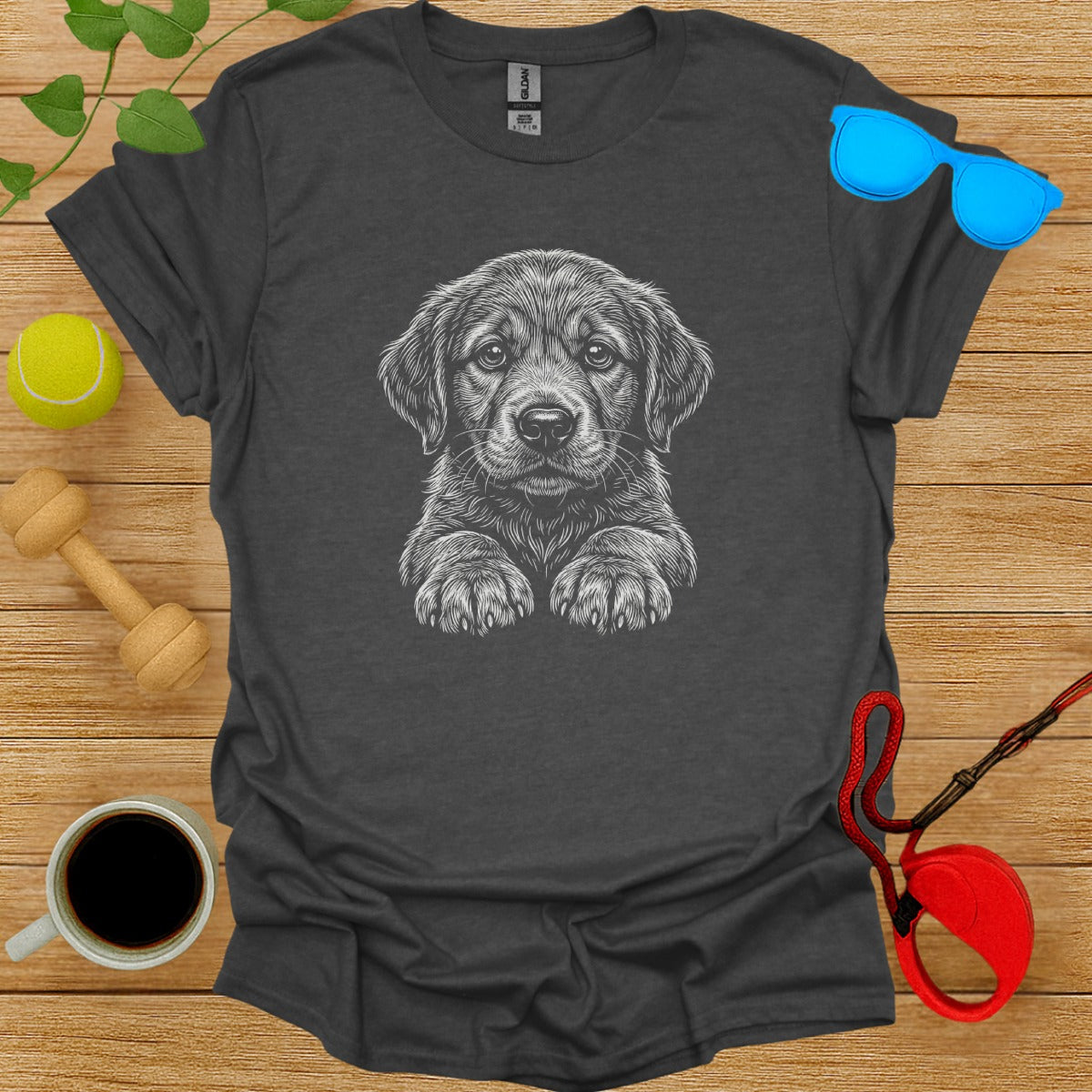 Cute Puppy Drawing Graphic Unisex Casual Tee Product