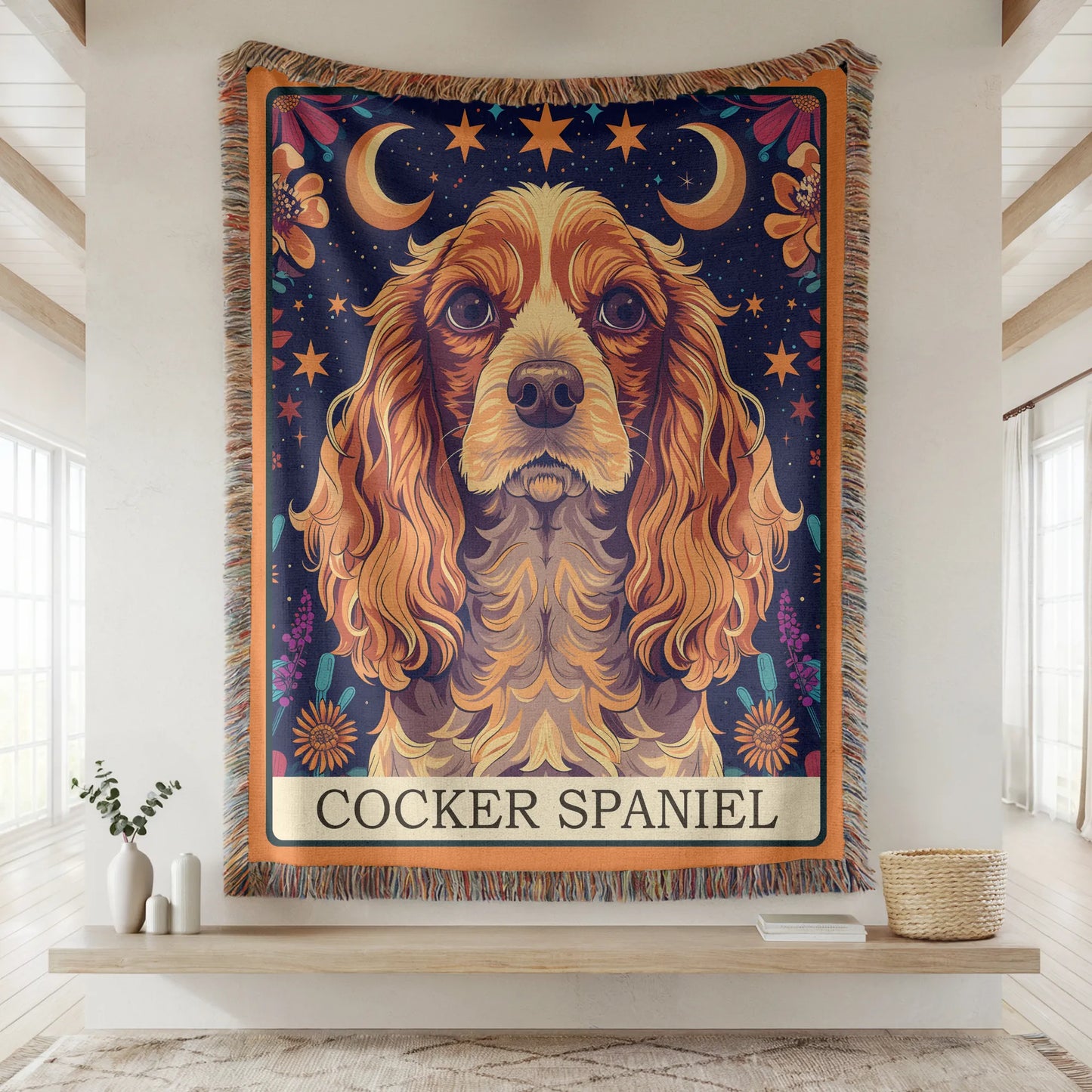 Cocker Spaniel Tarot Card Woven Blanket-Critter Lane