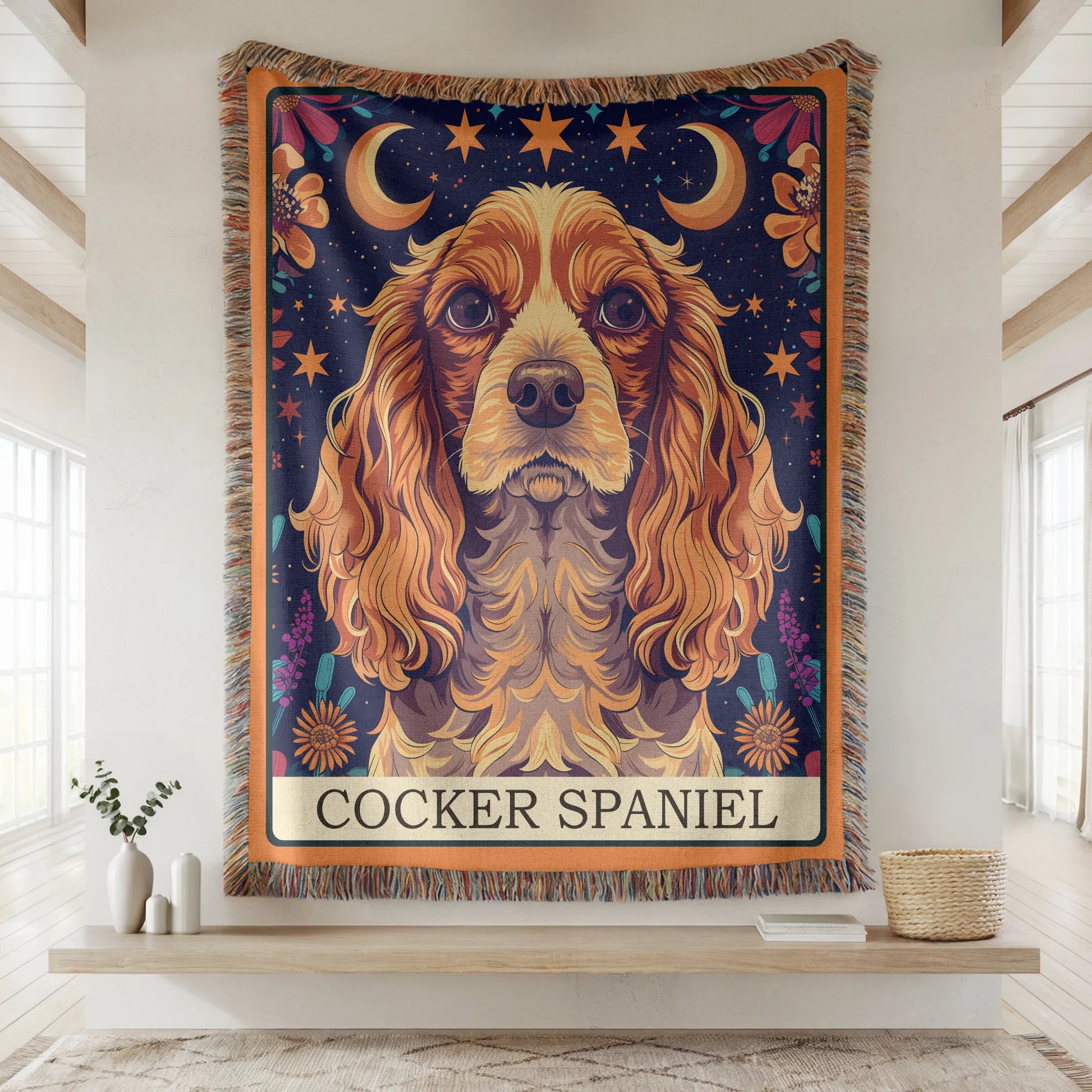 Cocker Spaniel Tarot Card Woven Blanket-Critter Lane
