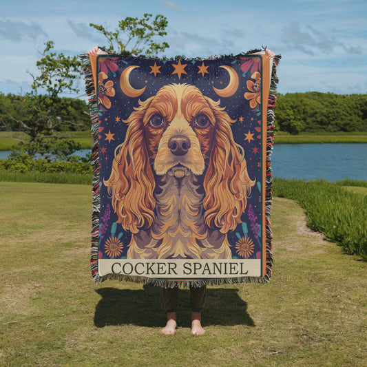 Cocker Spaniel Tarot Card Woven Blanket-Critter Lane