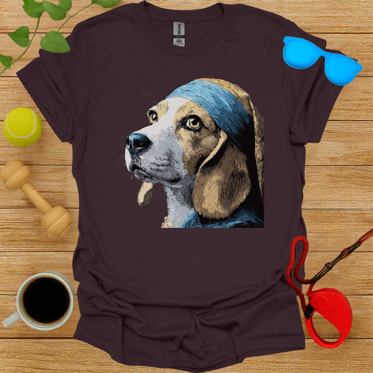 Dog Wearing Bandana Artistic Design T-Shirt