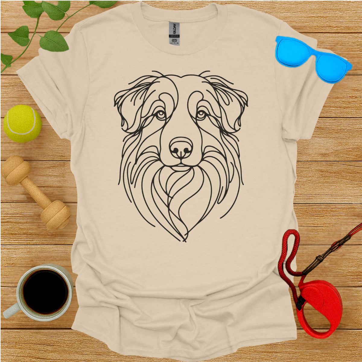 Dog Line Art Design Unisex Casual Wear T-Shirt
