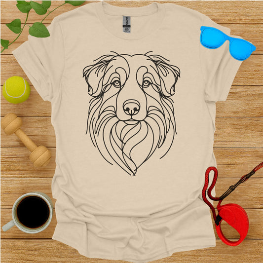 Dog Line Art Design Unisex Casual Wear T-Shirt