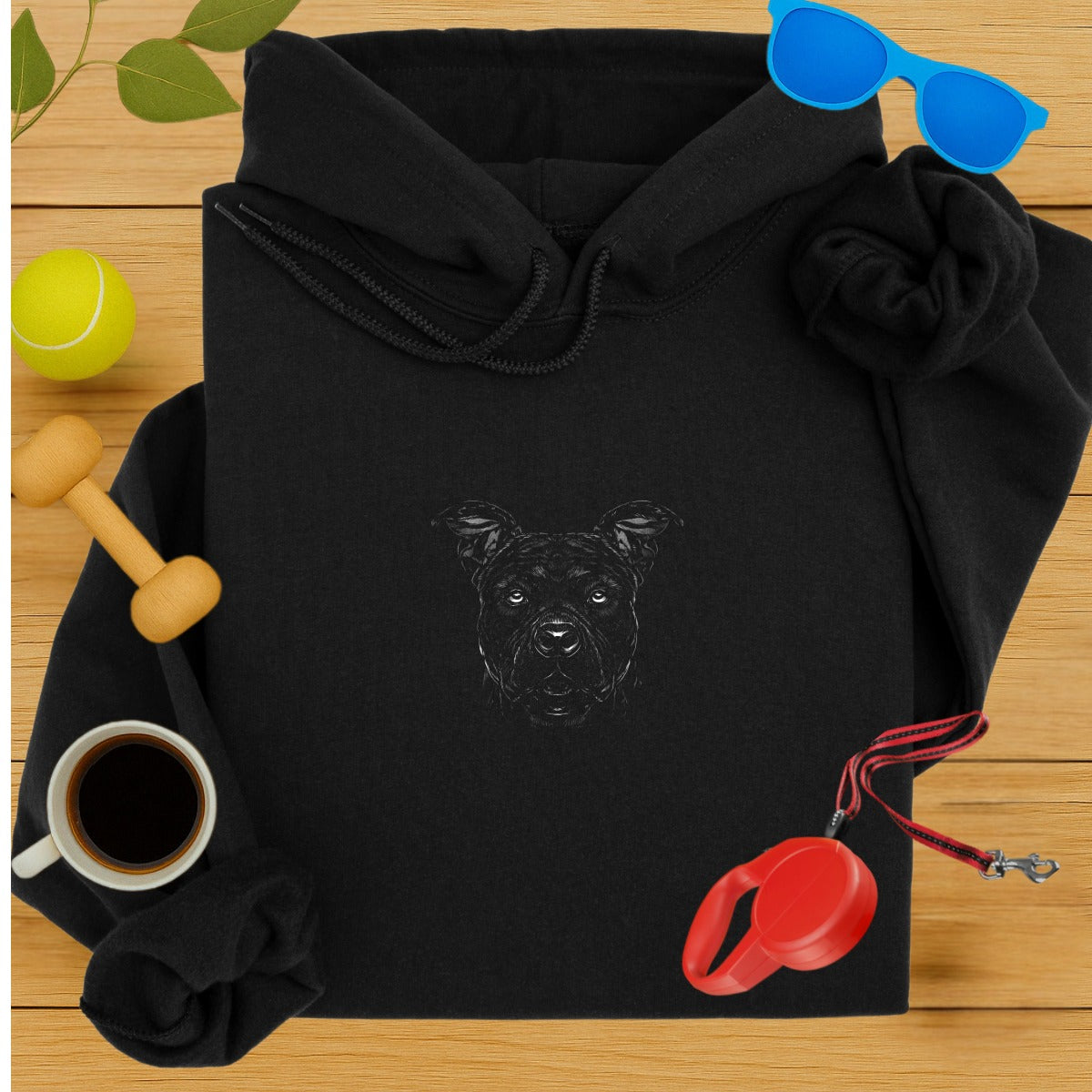 Unique Black Hoodie with Dog Face Print Design