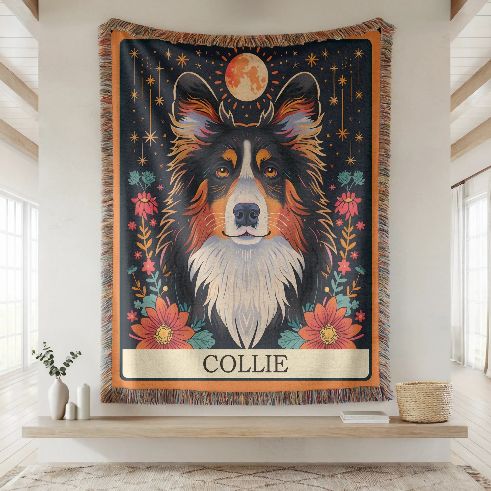 Collie Tarot Card Woven Blanket-Critter Lane