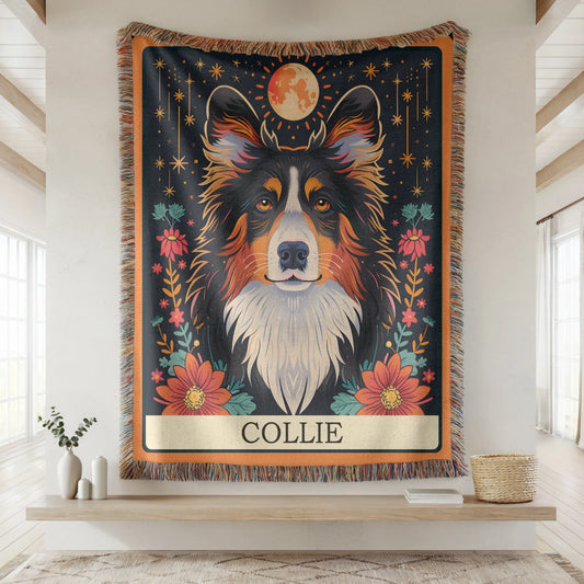 Collie Tarot Card Woven Blanket-Critter Lane