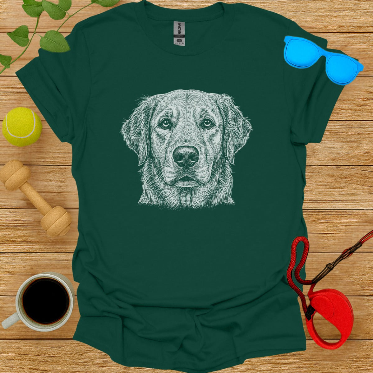 Realistic Golden Retriever Dog Face T-Shirt