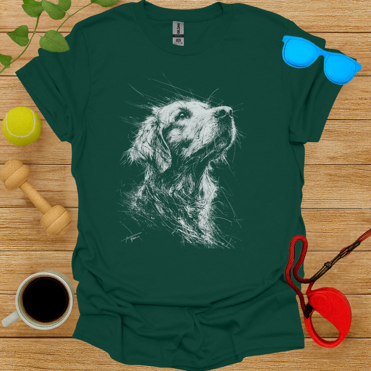 Sketch of Golden Retriever Dog Graphic T-shirt