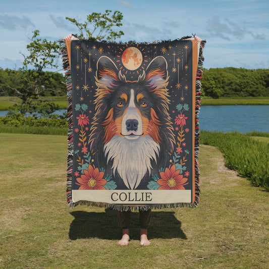 Collie Tarot Card Woven Blanket-Critter Lane