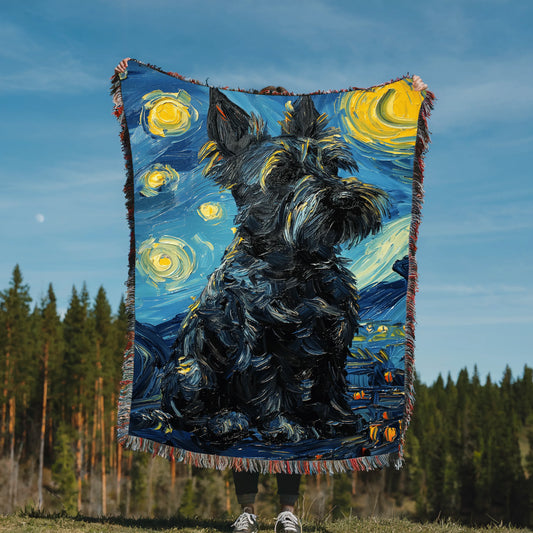 Scottish Terrier Starry Night Woven Blanket-Critter Lane